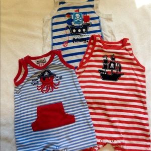 Lot of 3 boys rompers pirate theme