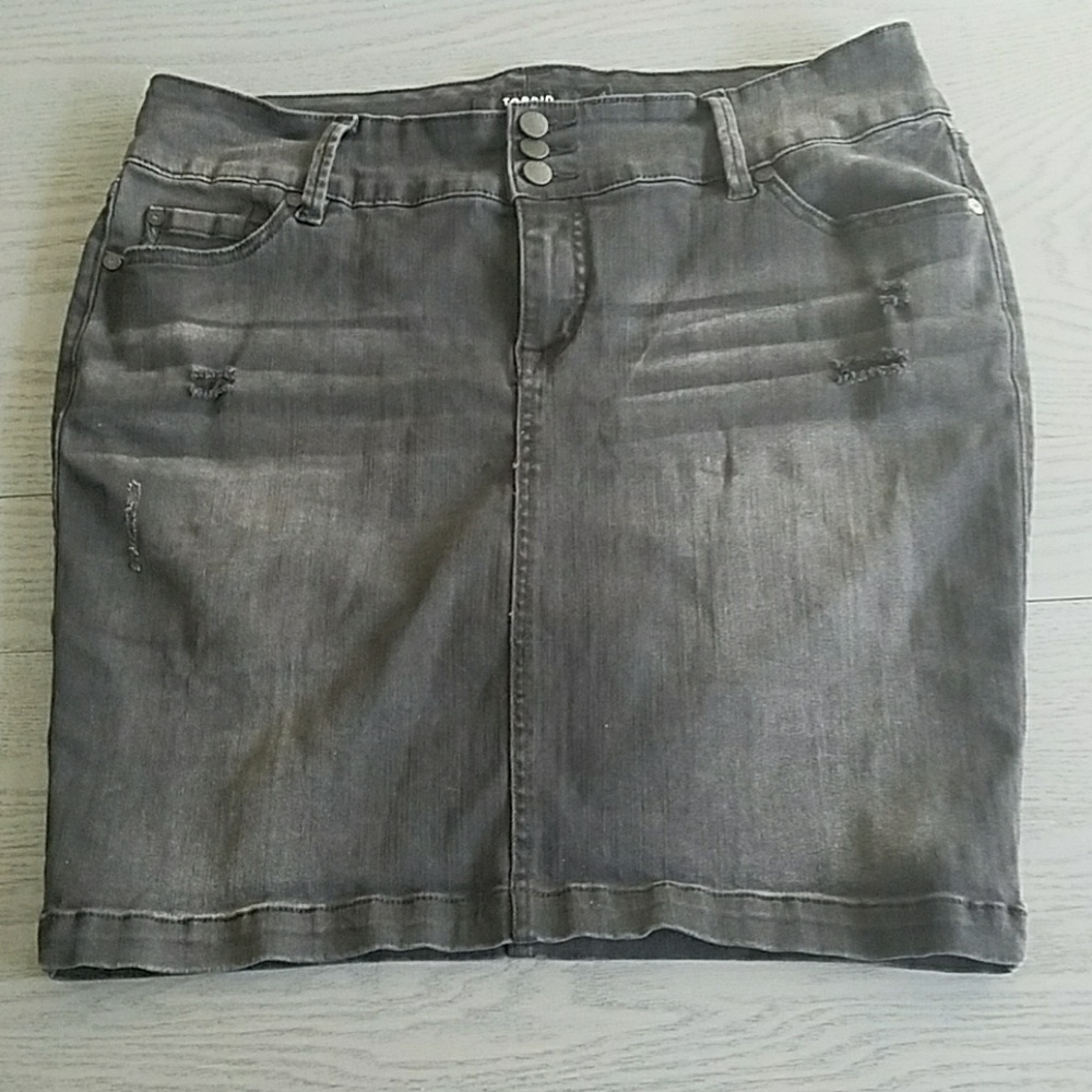 Torrid distressed black/gray denim pencil skirt 14