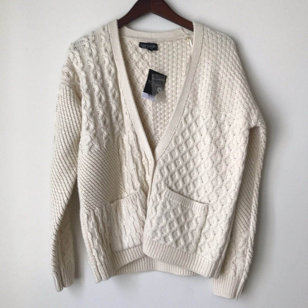 topshop brand new mixed knitted ivory sweater