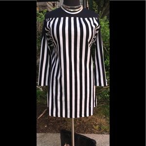 Sexy and Elegant Black & White Striped dress