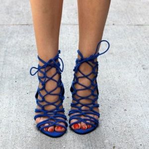 Zara cobolt blue gladiator heels size 38