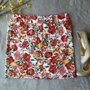 Ann Taylor LOFT floral pink spring skirt