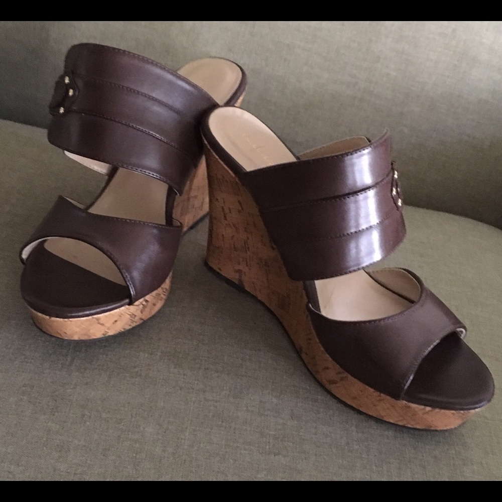 Liz Claiborne brown cork wedge
