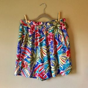 Vintage Tropical Beach Print Flowy Shorts Vintage Tropical Beach Print Flowy Shorts