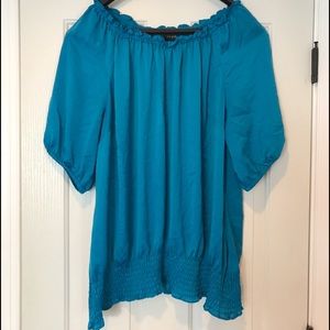 Bright Blue Banded Bottom Top