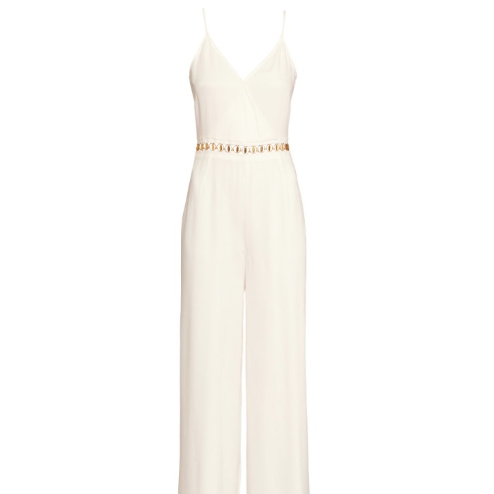 H&M White Jumpsuit w/ Gold Detailing