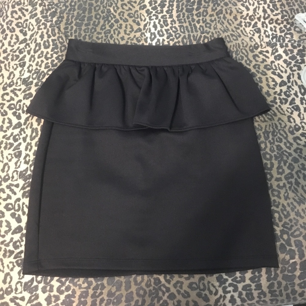 Black Peplum Mini Skirt