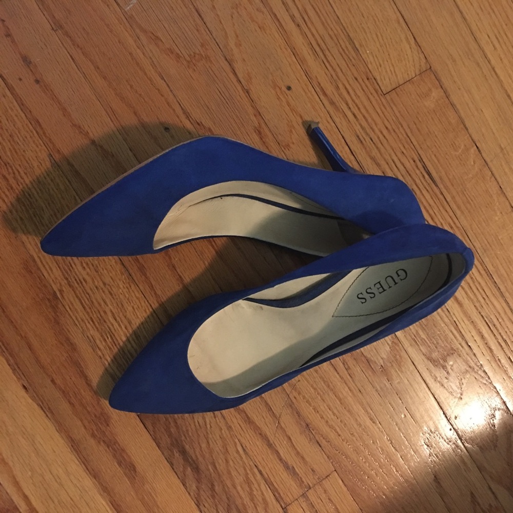 Blue Suede Guess Heels