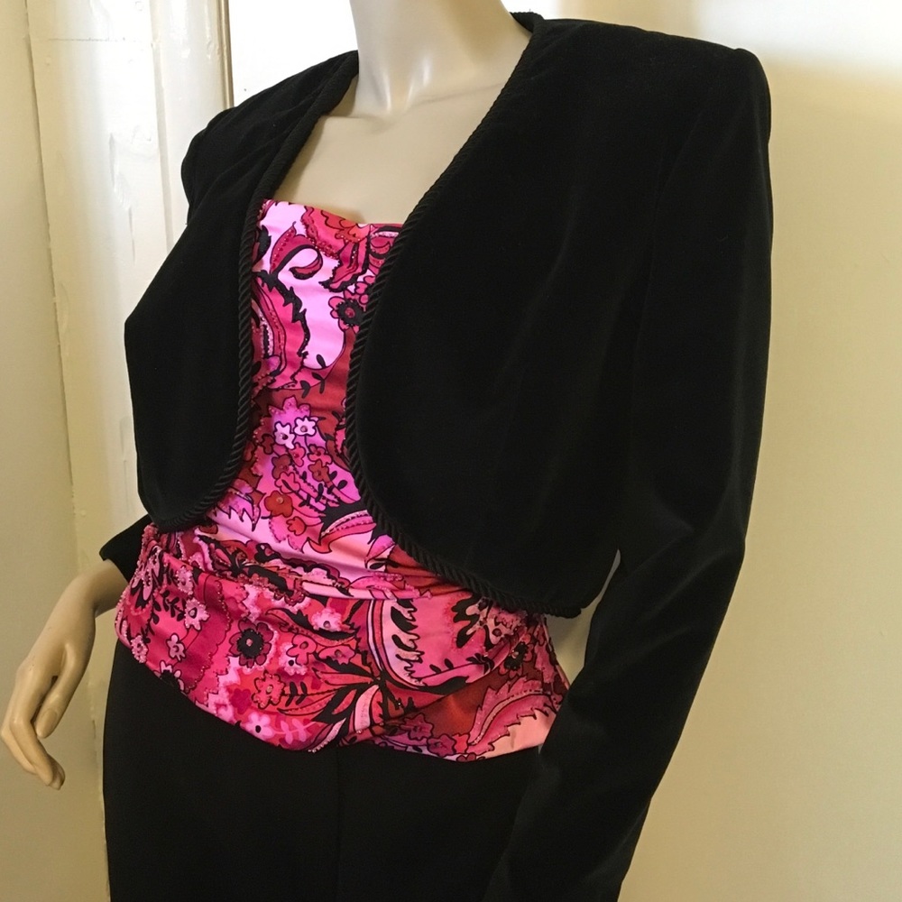 Kay Unger formal 3 Pc Pantsuit Sz 12 Pink Black
