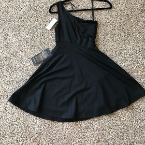 Black Mini One Shoulder Dress