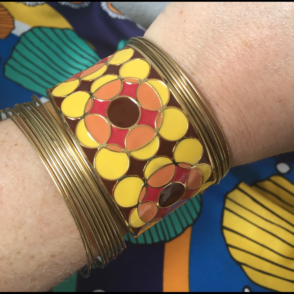 Vintage Orange Sunshine & gold bangle bundle🍊☀️