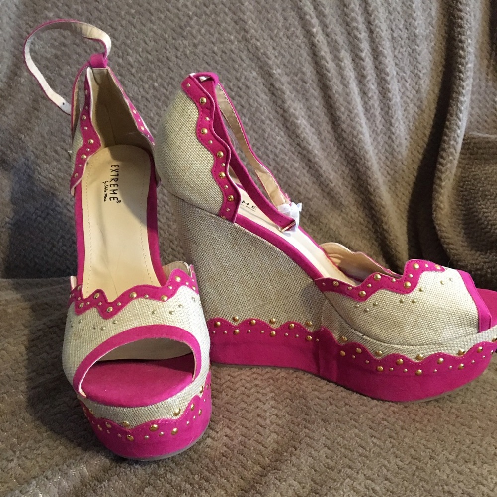 Extreme Eddie Marc platform Wedge ankle strap