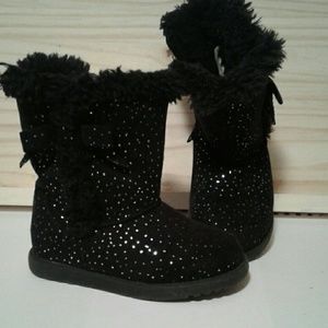 Black Glitter Boots