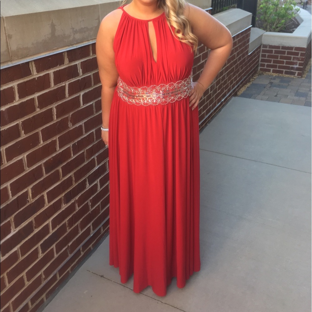 Long red formal / prom dress