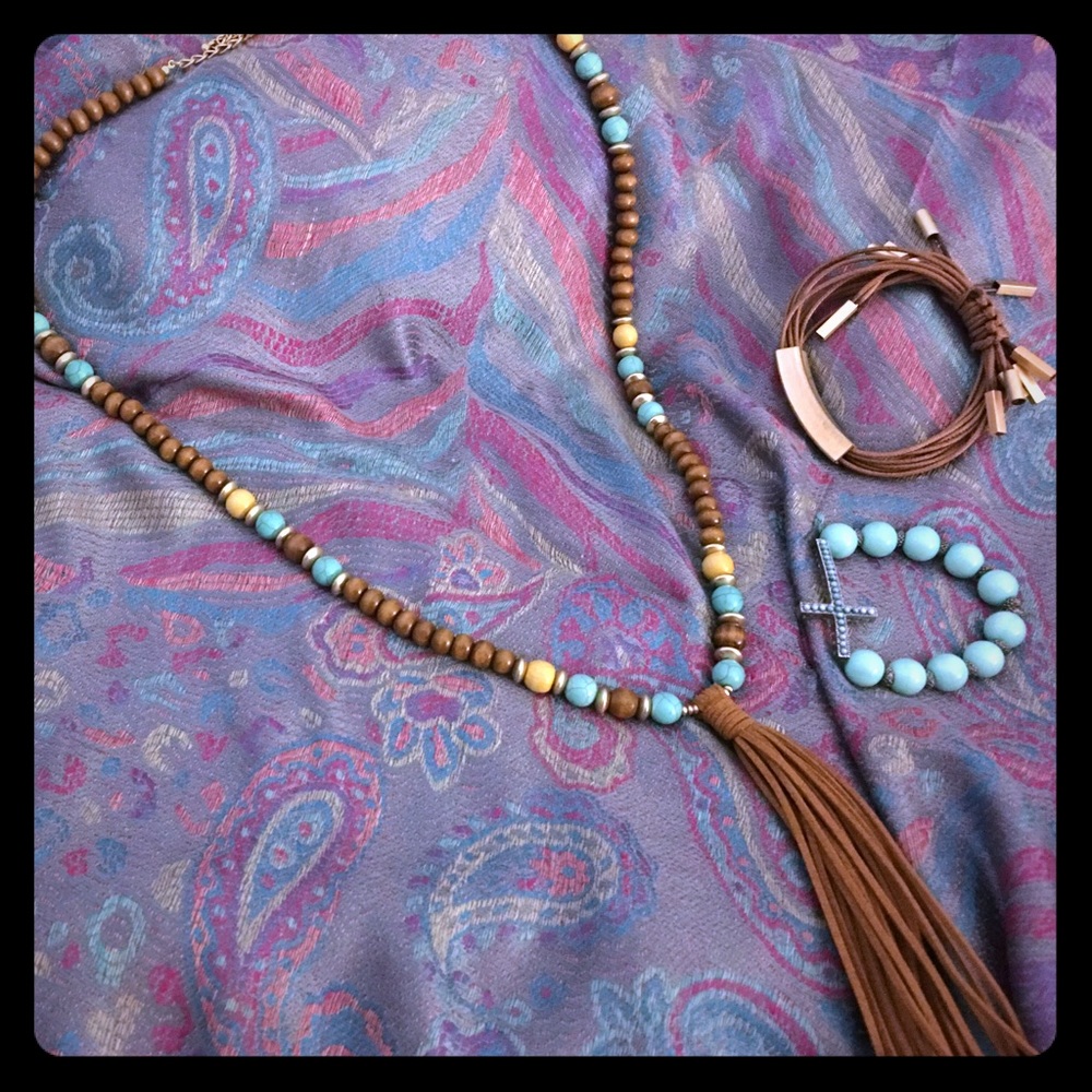 Boho Chic long beaded necklace
