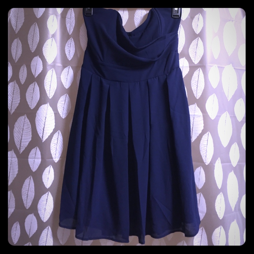 3/$15 ASOS TFNC Navy Blue Strapless Dress Women’s US 12