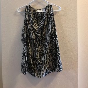 EUC Chico's Leopard Print Ruffle Shell