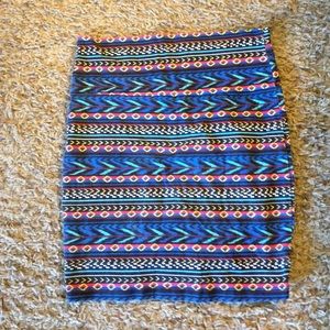 S Charlotte Russe Multicolor Tribal Pattern Skirt