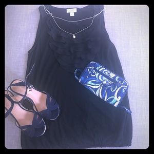 Black ruffle tank