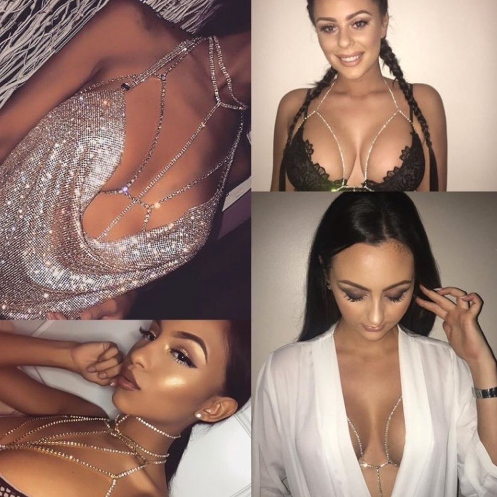 β¨ Diamond Rhinestone Glam Bralette - Picture 3 of 8