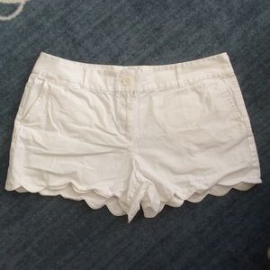 LOFT White Scalloped Shorts