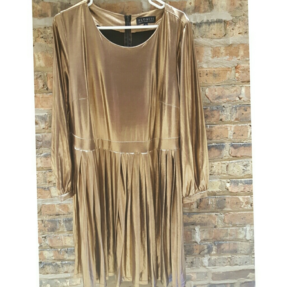 GOLD metallic eloquii dress, size 16 NWOT