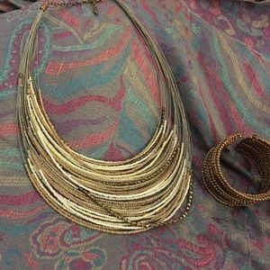 Cream, tan, and bronze necklace