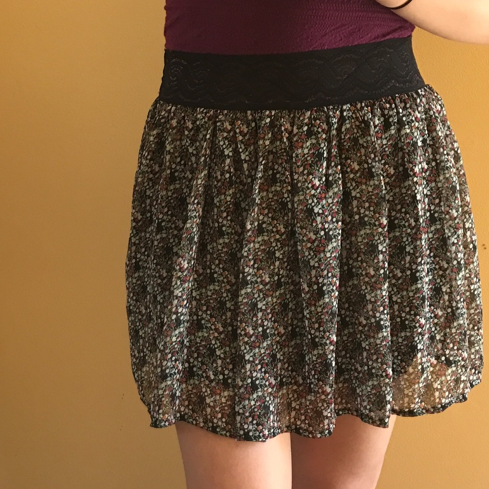 F21 floral skirt