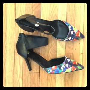 Colorful Nine West ankle strap d'Orsay pumps