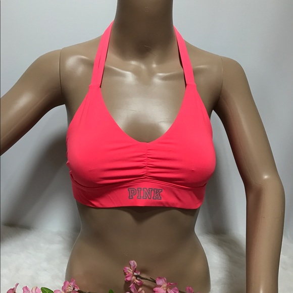 PINK ULTIMATE HALTER SPORTS BRA Small - Picture 1 of 4