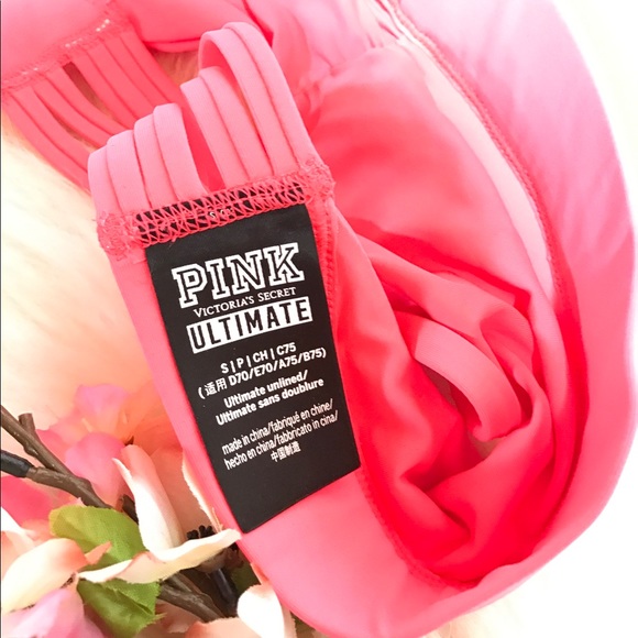 PINK ULTIMATE HALTER SPORTS BRA Small - Picture 3 of 4