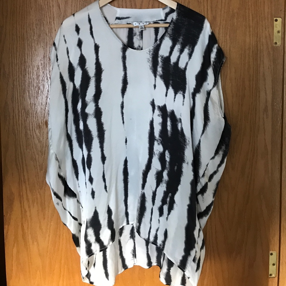 Cabi Black and white silk top