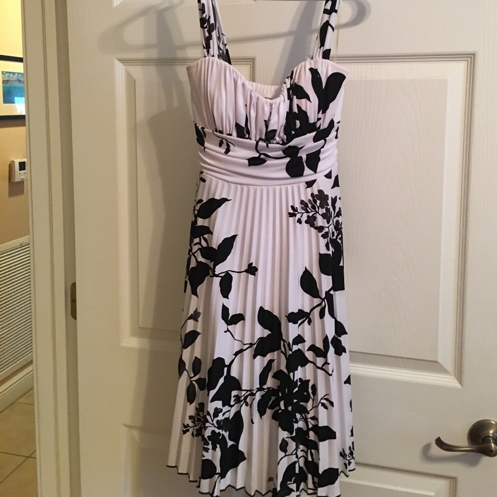 White and black floral dress