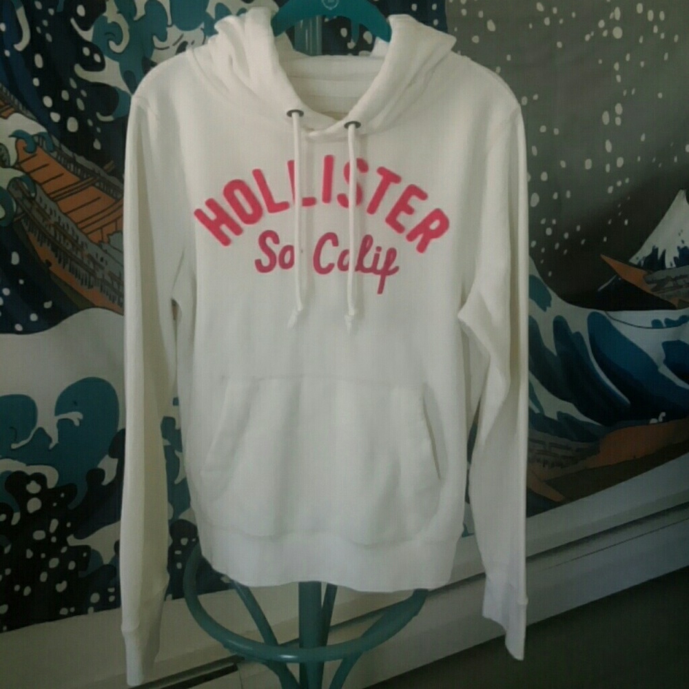 {Hollister}White Hoodie RED So Calif