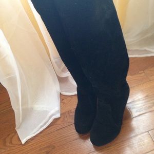 Over the Knee Black Suede Boots
