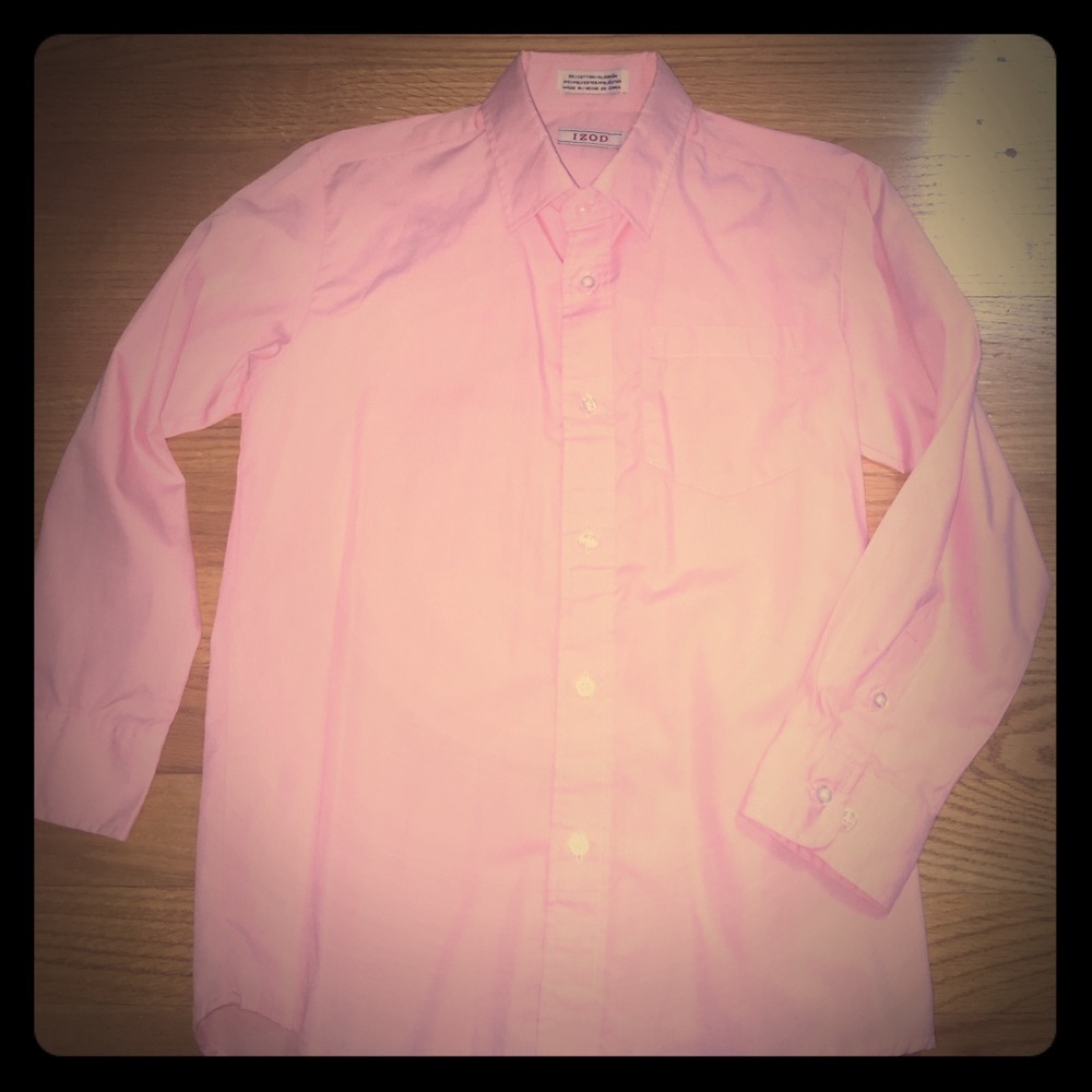 Boys pink Izod dress shirt. Perfect for Easter.
