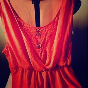 Torrid Orange 🍊 nylon sheer top with lace layers