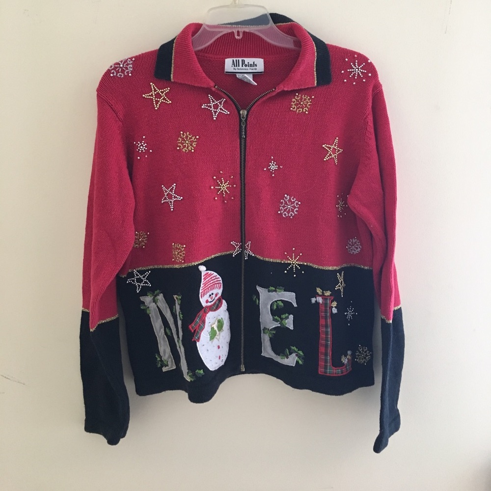 Embellished Christmas zip-up cardigan!