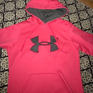 Pink and gray under armour hoodie