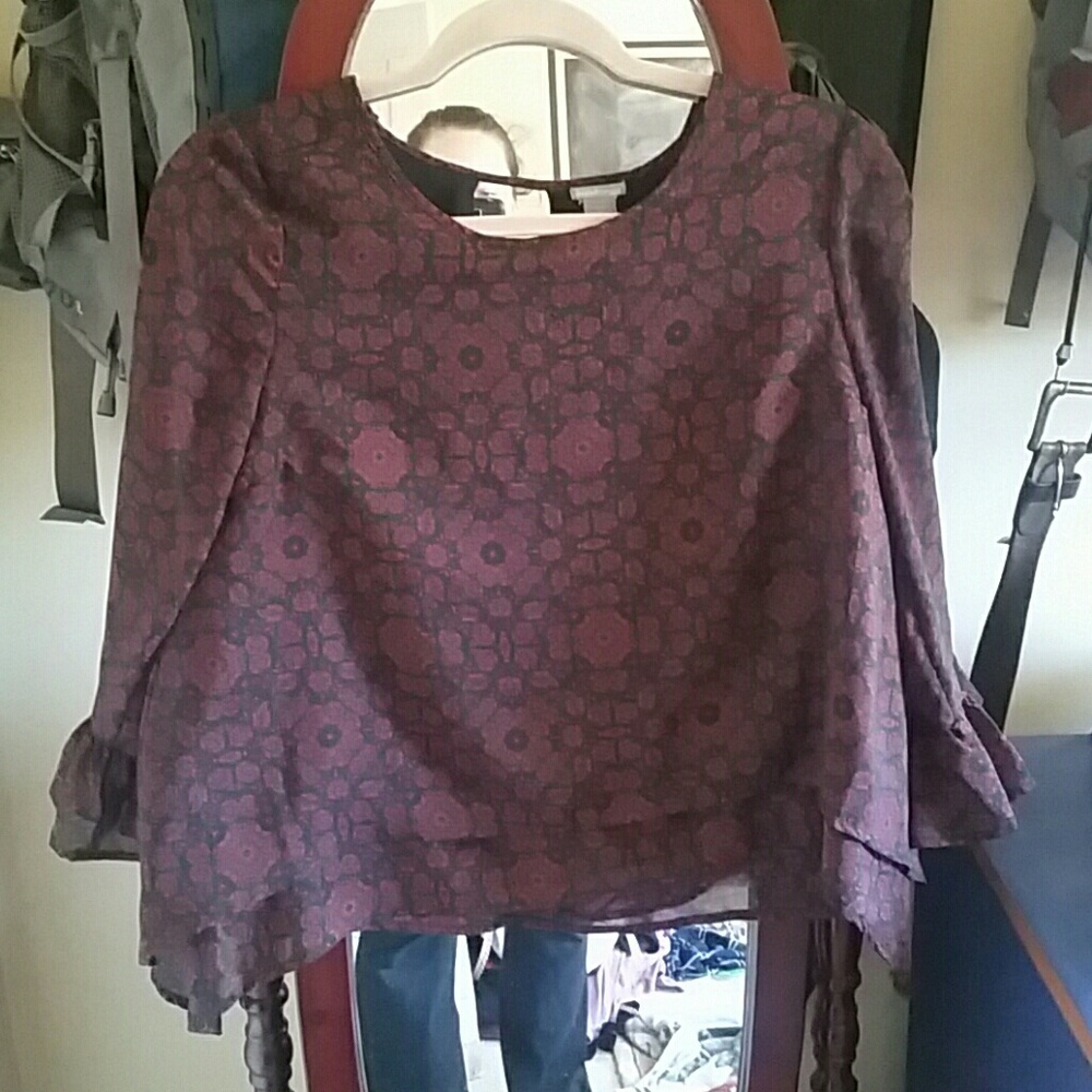 Black AND Maroon Floral Blouse