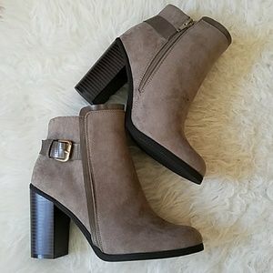 BNIB Grey Suede Booties with Zipper