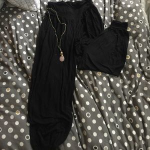 Black High Rise Knit Harem Pants L