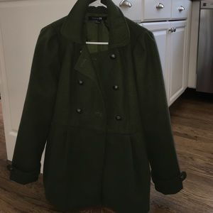 Olive green fall/winter polyester coat