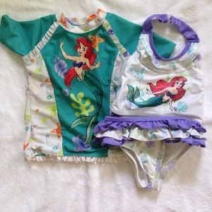 Disney Ariel swim suit with rash guard