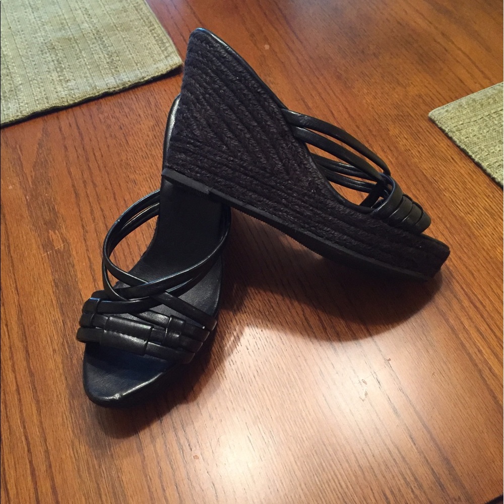 NY & Co black wedge sandals - like new size 8