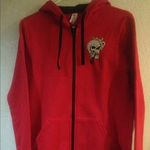 Juniors size medium full zip hoodie w/skull emb.