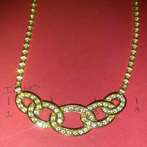 Monet Rhinestone necklace 18" gold tone