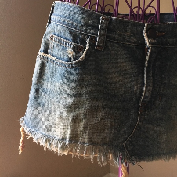 LAST CALL 9/11/22 - A&F Destroyed Washed Vintage Denim Blue Jean Skirt - Picture 3 of 6