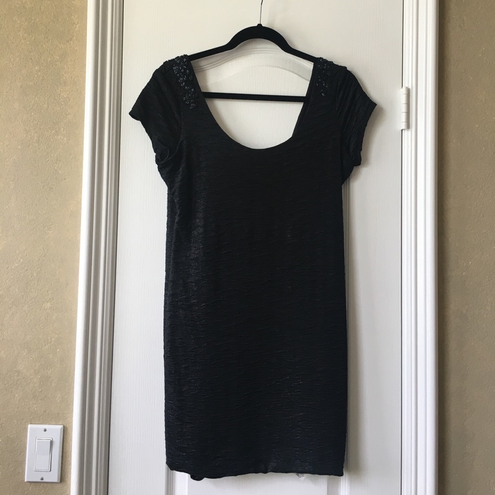 Low back black fitted free people dress