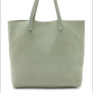 Madewell Transport Tote in green leather.